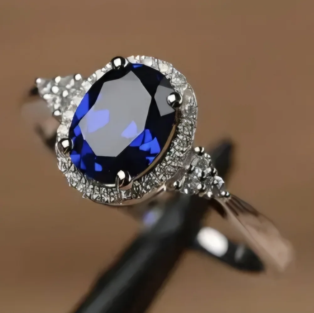 NEW Sparkling Blue Sapphire Ring